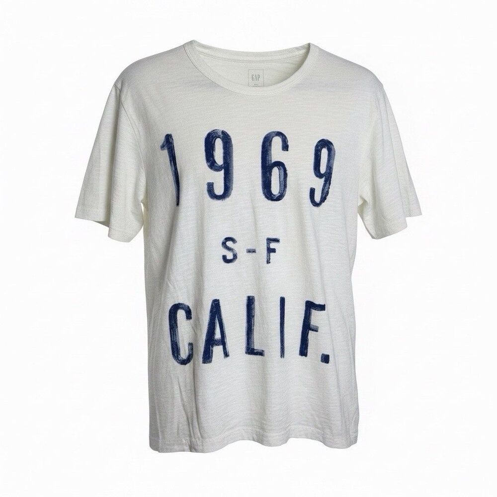 Gap 1969 SF Calif. Big Spell Out Graphic Crew Neck T-Shirt Men's XXL White SS